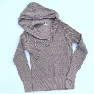 Sonoma Waffle Knit Hoodie Sweater Brown, M